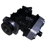 Rear angled perspective of the 801595 air compressor, highlighting the drive gear configuration and mounting