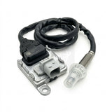 Top view of a heavy-duty NOx sensor assembly (part number 4326870RX) showing the control module with its grey terminal connector and connected sensor probe.