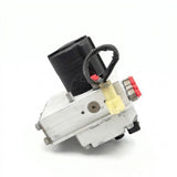 Side perspective of the 8235-S4784070560 brake modulator module showing the yellow electrical wiring harness connector and the mounting surface of the aluminum block.
