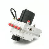 Profile view of the 8235-S4784070560 modulator highlighting the primary black electronic connector plug at the bottom and the aligned port fittings.
