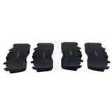 A row of four premium black brake pads showing their rear plates and unique outer edge profiles code 23649812.