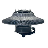 Side profile view of the 85147373 fan clutch showing the pulley and cooling fins.