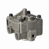 Isometric view of Bendix 745-801742 pilot relay valve showing side and top ports on white background.