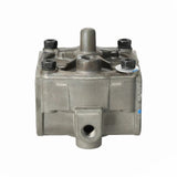 Front view of Bendix 745-801742 pilot relay valve showing printed serial numbers and single lower port.