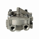 Rear view of Bendix 745-801742 pilot relay valve showing dual threaded bottom exhaust air ports.