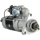 Three-quarter front view of the heavy-duty starter assembly, showcasing the durable metallic housing, mounted solenoid, and drive gear setup. Part number: 22398219